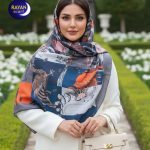 روسری کرپ دست دوز مجلسی قواره ۱۲۰