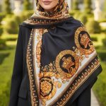روسری کرپ دست دوز مجلسی قواره ۱۲۰