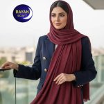 شال ساده برشکا رنگبندی ۴طرف ریشه پرزی